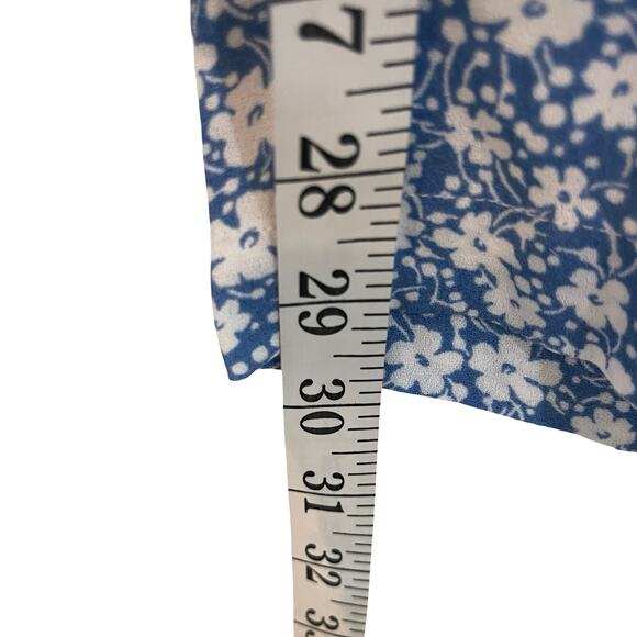 Reformation two piece set in floral blue crop button down top high rise pants 2 - Picture 6 of 11